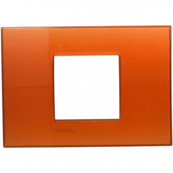 Placa Cuadrada Livinglight 2 Módulos Centrados Naranja Deep Bticino - Diseño Impecable