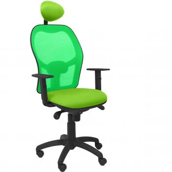 PIQUERAS Y CRESPO Modelo Jorquera - Silla de oficina ergonómica con mecanismo sincro, brazos regulables y ajustable en altura - Respaldo de malla transpirable en color verde y asiento tapizados en tejido BALI color pistacho