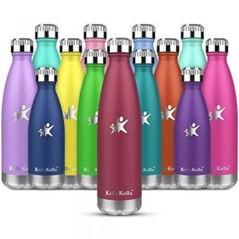 KollyKolla Botella de Agua Acero Inoxidable, Termo Sin BPA Ecológica, Botellas Termica Reutilizable Frascos Térmicos para Niños & Adultos, Deporte, Oficina, Yoga, Ciclismo,