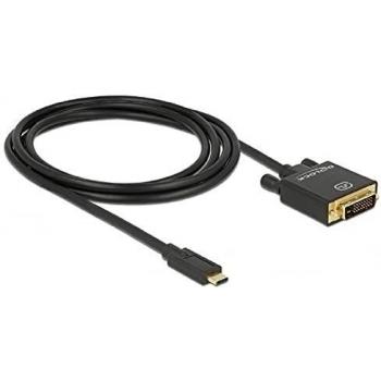 Cable DeLOCK USB-C a DVI 24+1, 2 metros, color negro, resolución de video 4K a 30Hz