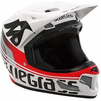 Bluegrass Brave Downhill BMX Enduro Fahrrad Helm All Mountain Bike Fullface Radhelm Cross DH FR, 571004, Farbe Weiß Rot, Größe L