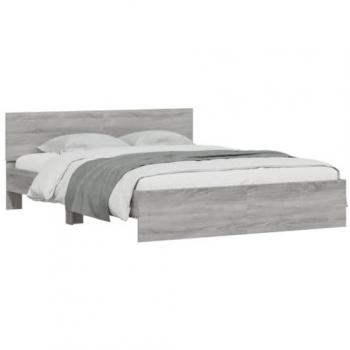 Estructura de cama con cabecero gris Sonoma 140x190 cm