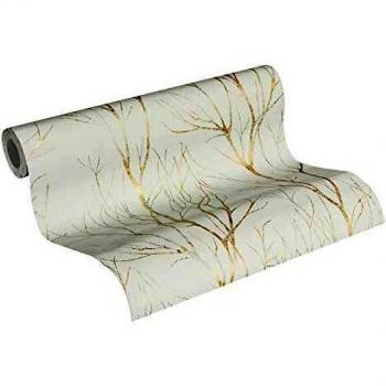 Beige Gold Cream Forest Tree Textured Wallpaper - Attractive 2 Vlies Wallpaper by A.S. Création