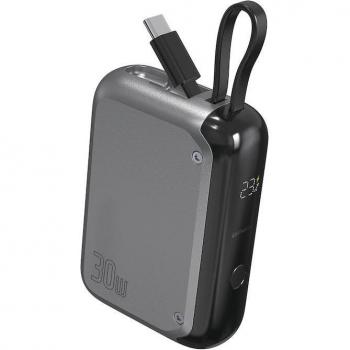 Powerbank Pocket 10000mAh con cable USB-C, 30W, color gris espacial