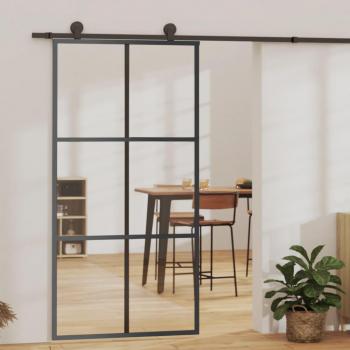 Black ESG Glass and Aluminium Sliding Door 102x205 cm