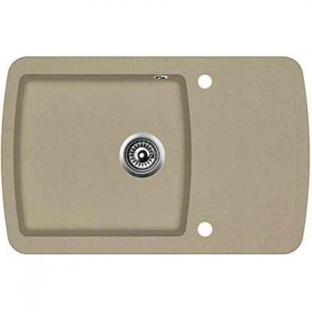 vidaXL Fregadero de Cocina de Granito con un Seno Lavabo Cocina Fontanería Piezas de Fontanería y Bricolaje Resistente Pileta Escurreplatos Beige
