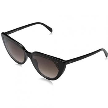 Emilio Pucci Cat Eye Sunglasses EP0183 01F - Shiny Black with Gradient Brown Lenses, UV Protection, One Size