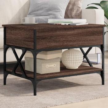Mesa de centro de madera de ingeniería 70x50x50 cm en color negro, roble sonoma y roble ahumado - mesa auxiliar para salón o comedor