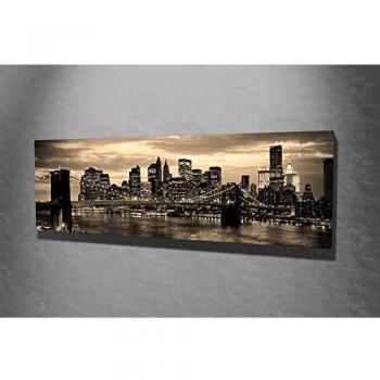 Wooden Art Cuadro De Canvas CiudadMulticolor30x80 cm