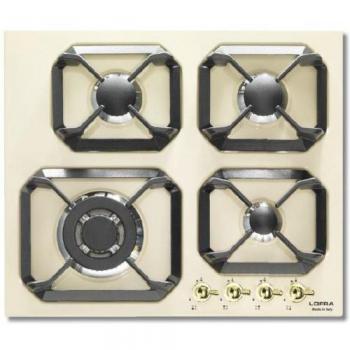 Encimera de Gas Lofra HRBI6G0 60 cm Beige, 4 Fuegos, Integrada, Color Blanco Marfil