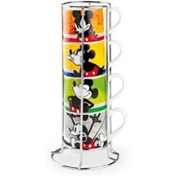 Tazas de Café Apilables Mickey I Am 350ml - Juego de 4 con rejilla metálica
