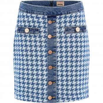 Guess Tweed Women's Mini Skirt Regular Fit Blue