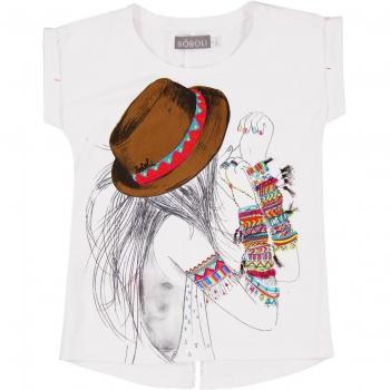 Bóboli 423054-1100, Camiseta para Niñas, Blanco, 4 Años