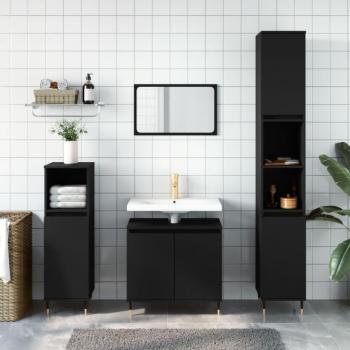 Conjunto de muebles de baño 3 piezas de madera negra multicapa