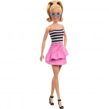 Muñeca Barbie Fashionista Top rayas con falda rosa (HRH11)