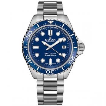 EDOX Neptunian Grande Reserve Automatic Diver's Watch with Blue Dial, 300M Water Resistance
