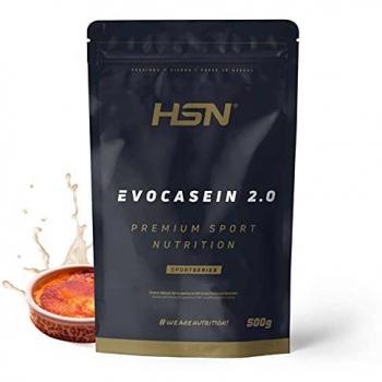 Caseína Micelar HSN Evocasein 2.0 Sabor Crema Catalana 500 g | Proteína de Lenta Digestión con Digezyme® | No-GMO, Vegetariana, Sin Gluten