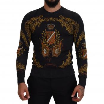 Dolce & Gabbana Baroque Medal Silk Sweater, Multicolor, Male, Size: XS