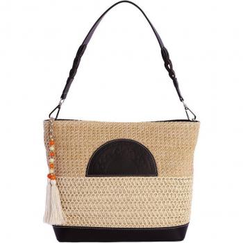 Bolso de hombro Ariana negro con cremallera
