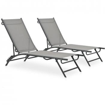 vidaXL Sun Loungers 2 pcs Textilene and Steel