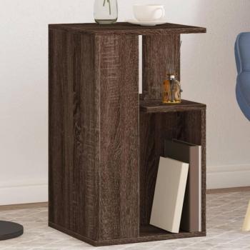 Mesa auxiliar de madera de ingeniería 35x35x60 cm en color blanco, negro y roble sonoma - vidaXL