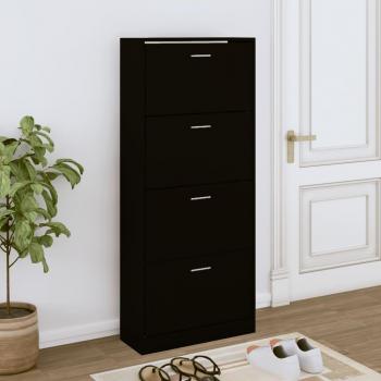Zapatero negro de madera multicapa 63x24x147 cm