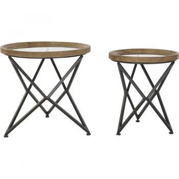 Conjunto de 2 mesas auxiliares DKD Home Decor en Negro Natural con estructura de Metal y tablero de Cristal y Plástico, medidas 65 x 65 x 63 cm