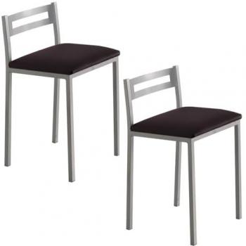 Packs de Taburete Bajo Moli - Diseño Moderno y Resistente, Asiento Negro, Pack de 2 Taburetes de Cocina, Material Metal/Ecopiel, Medidas 34x34x65cm (Negro/