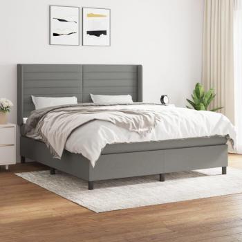 Cama box spring suave con colchón tela gris oscuro 160x200 cm