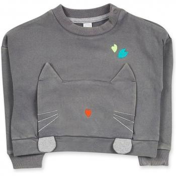 Sudadera de niña Tuc Tuc gris con apliques 3D y camiseta de manga larga Cattitude