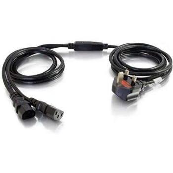 C2G 80628 Dual Power Cord Splitter, 3M 17 AWG, UK Plug to 2x IEC320C13, Black