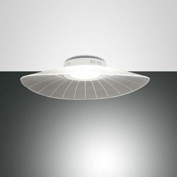 Fabas Luce Plafón LED Vela, blanco/transparente, acrílico, atenuable y Foco LED Integrado Semi Empotrado Cristal Blanco