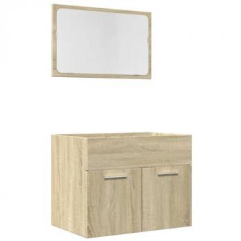Set de muebles de baño 2 pzas madera contrachapada roble Sonoma
