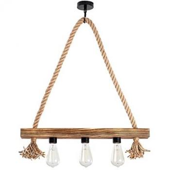 Lámpara de techo WELLHOME Bled, estructura de madera color natural, 60x9x60 cm, casquillo E27 (3 x Max 40 W)