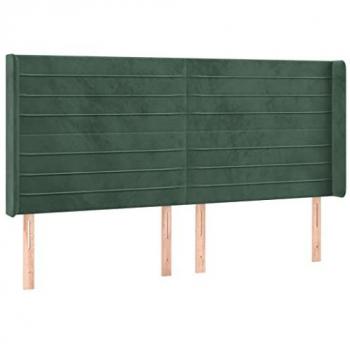 Cabecero con orejas de terciopelo verde oscuro 183x16x118/128cm Vidaxl Verde