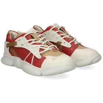 CAMPER Karst Women's Sneakers in Red/White/Beige - Size 36 - Smooth Leather/Cotton Fabric