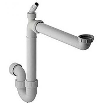 Geberit - Sifón Curvo Geberit Para Fregadero, Modelo Ahorra Espacio, Con Boquilla De Escuadra Para Manguera, Salida Horizontal: D40Mm G1 1/2 Blanco Alpino