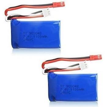 Baterías LiPo Recargables 7.4V 1100mAh - Set de 2 Piezas Compatibles con WLtoys A949, A959, A969, A979, V912 - Color Azul