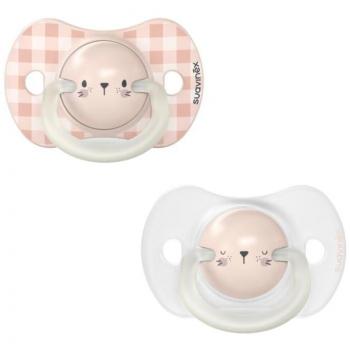 Suavinex Chupete Para Bebé Noche Rabbit 0-6 Meses, Pack de 2 unidades, que brilla en la oscuridad