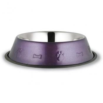 Plato para perros y gatos de acero inoxidable pintado de 23 cm de diámetro