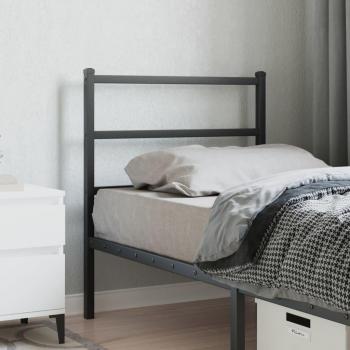 Cabecero de metal negro 75 cm con diseño moderno, estructura resistente, acabado en color negro mate, fácil instalación y dimensiones de 75 cm de altura