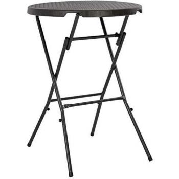 vidaXL Mesa Alta Jardín Plegable HDPE Marrón Aspecto Ratán 80x110cm Exteriores