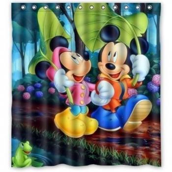Zaza Custom Mickey-Mouse-and-Minnie-Mouse Waterproof Bathroom Shower Curtain 66