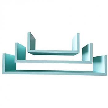 Juego de 3 Estanterías de Pared Artesanales en Madera de Pino Insigne con Acabado Verde Mate - Fabricadas en España por Muebles Pejecar