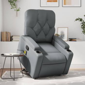 Sillón reclinable de masaje de pie cuero artificial en colores Negro, Crema y Marrón - Sillón cómodo para dormitorio, silla relax y sofá
