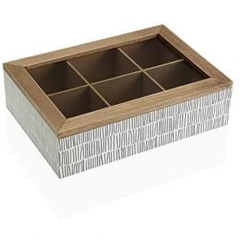 Caja para Infusiones Versa New Lines de Madera (17 x 7 x 24 cm)