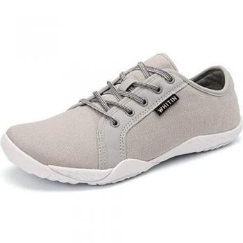 WHITIN Lona Zapatilla Minimalista de Barefoot Trail Running para Hombre Zapato Descalzo Correr Deportivas Fitness Gimnasio Calzado Asfalto Gris Blanco 40 EU
