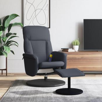 Sillón reclinable de masaje con reposapiés de terciopelo gris oscuro