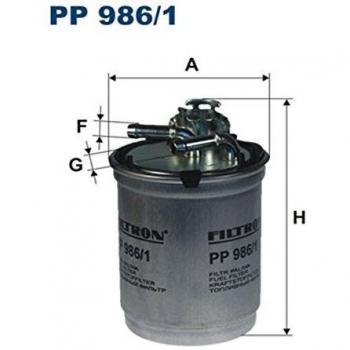 Filtro de combustible FILTRON PP 986/1, tipo de producto: filtro de combustible, características: diseño específico para vehículos, alta eficiencia en la filtración de impurezas, resistencia a altas presiones, fácil instalación y compatibilidad con