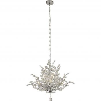 Lámpara colgante Bouquet de vidrio y acero dulce en cromo, transparente, con 7 bombillas y un diámetro de 58 cm